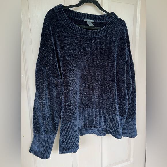 Chelsea & Theodore Navy Blue Chenille Sweater | Size L - Picture 1 of 7